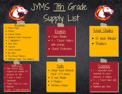 7th Grade Supplies